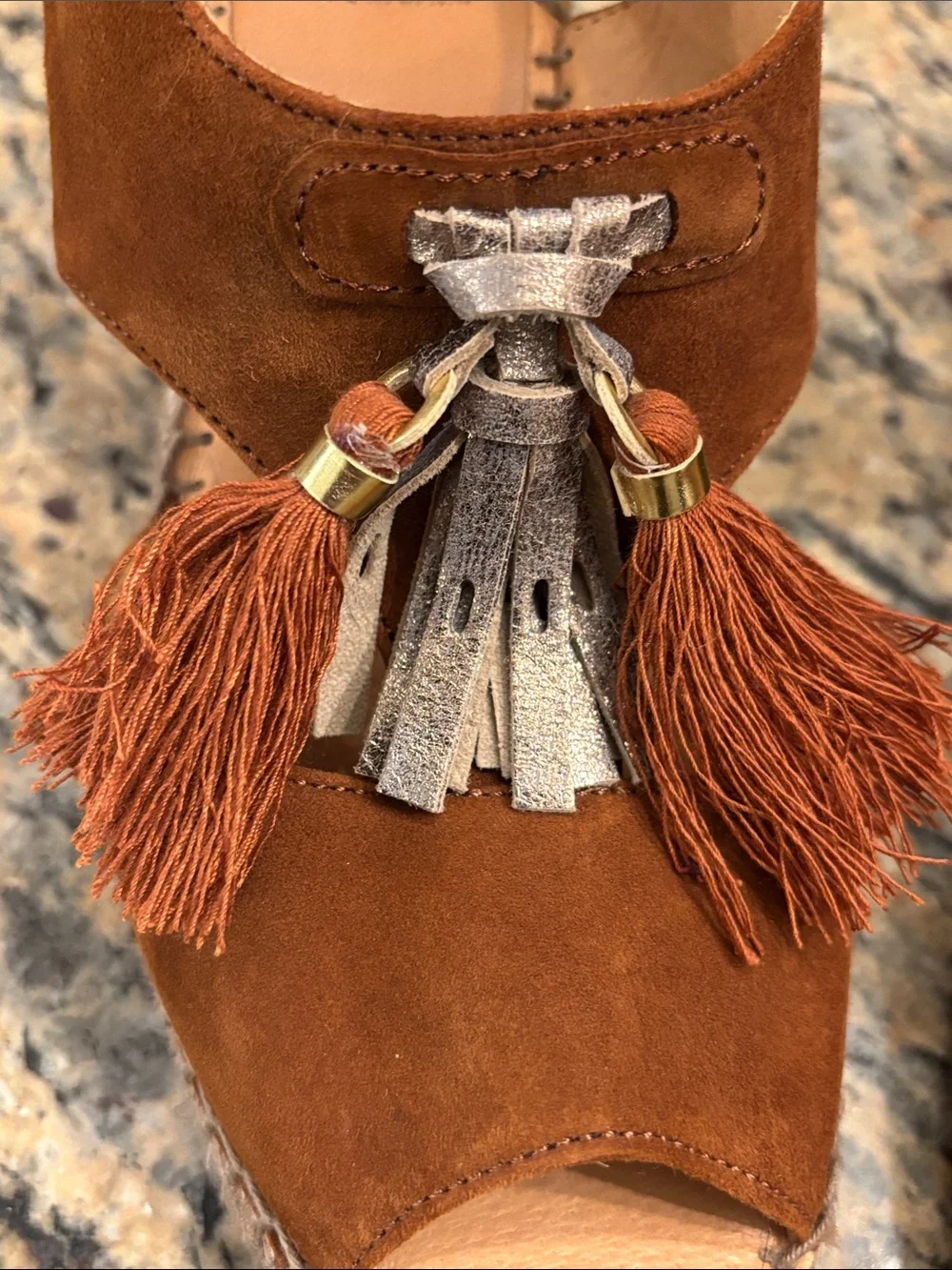 kanna Made in Spain Suede Tassel Espadrille Wedge Sandals | EU 38 | US 7.5